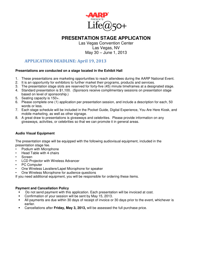 presentation stage application