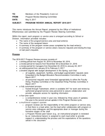 o The Program Review Steering Committee Co-Chairs and the members of the  Office of Institutional