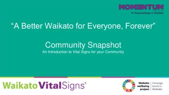 A Better Waikato for Everyone, Forever  Community Snapshot  An Introduction to Vital Signs