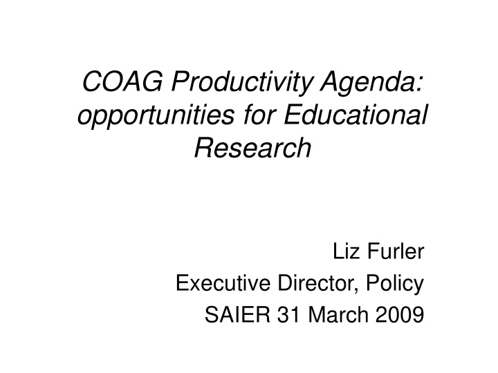 coag productivity agenda