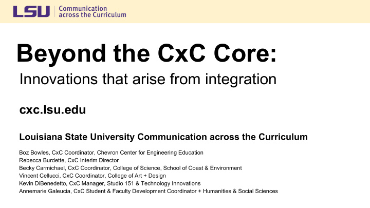 beyond the cxc core