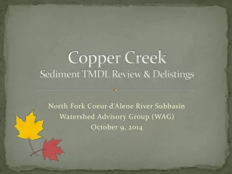 Watershed Advisory Group (WAG)  October 9, 2014  Copper Creek Watershed  100% Forest Service