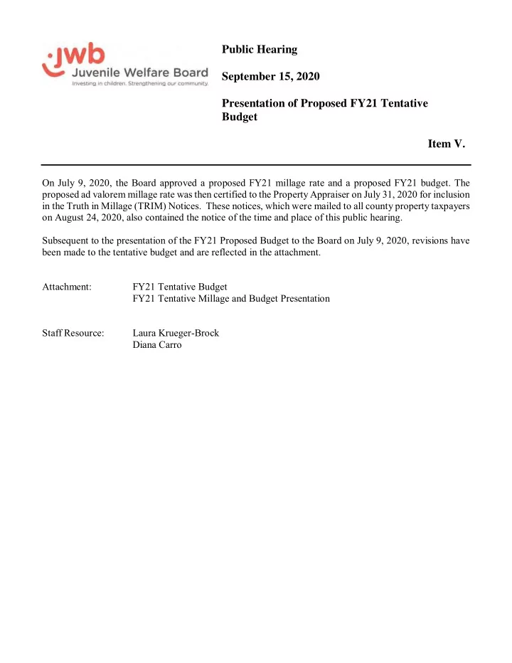 public hearing september 15 2020 presentation of proposed