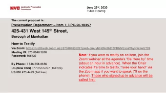 425-431 West 145 th Street,  Borough of Manhattan  How to Testify  Via Zoom: