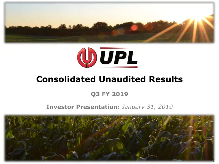 consolidated unaudited results