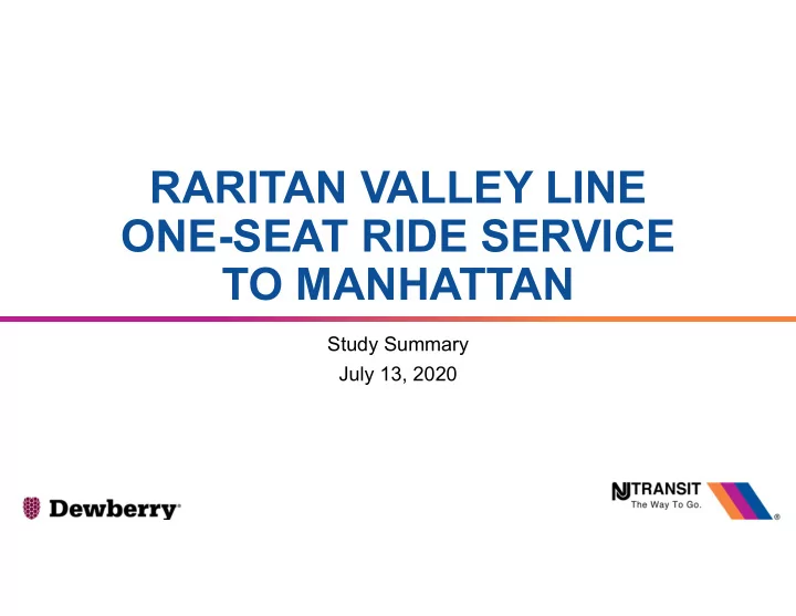 raritan valley line one seat ride service to manhattan