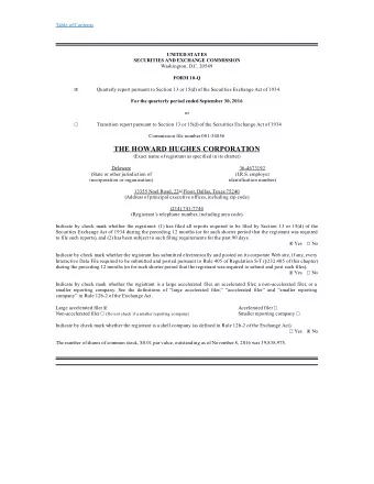 THE HOWARD HUGHES CORPORATION  (Exact name of registrant as specified in its charter)  Delaware