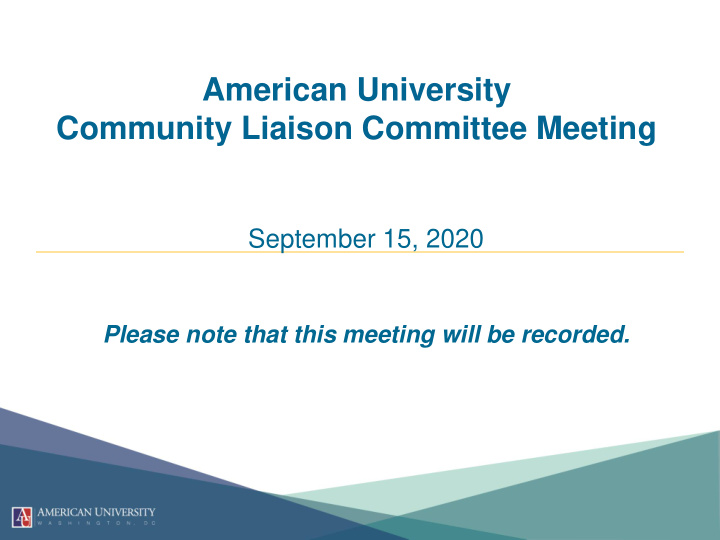 american university community liaison committee meeting