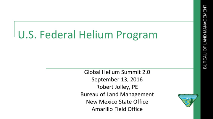 u s federal helium program