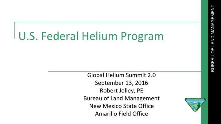 u s federal helium program