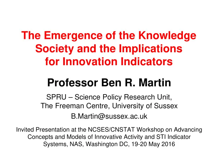 the emergence of the knowledge society and the
