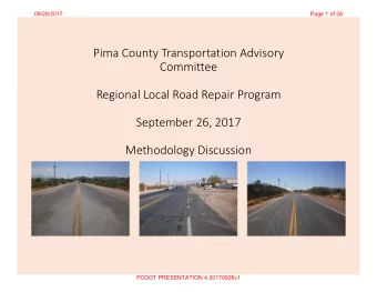 Pima County Transportation Advisory  Committee  Regional Local Road Repair Program  September 26,