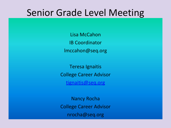 senior grade level meeting