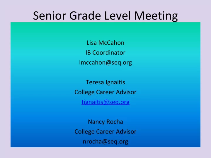 senior grade level meeting