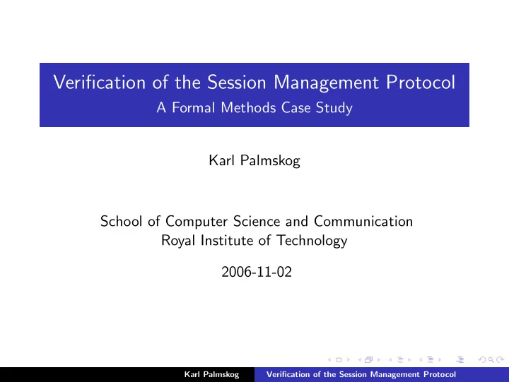 verification of the session management protocol