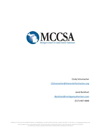 Cindy Schumacher CSchumacher@thecenterforcharters.org Jared Burkhart