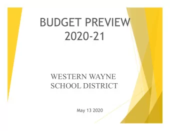 BUDGET PREVIEW  2020-21  WESTERN WAYNE  SCHOOL DISTRICT  May 13 2020  INTRODUCTION  Sources of