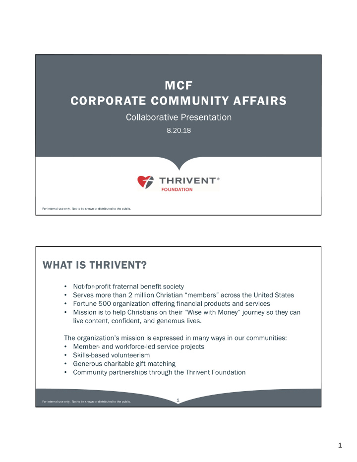 mcf corporate community affairs
