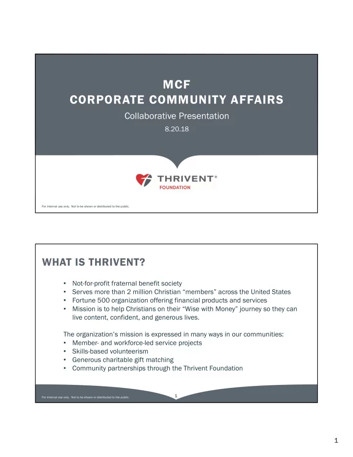 mcf corporate community affairs
