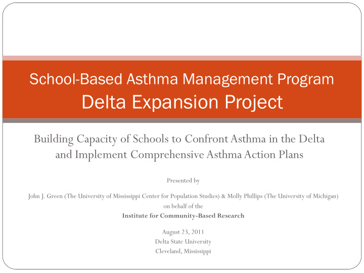 school based asthma management program delta expansion