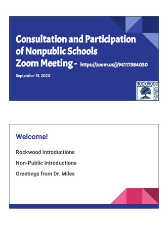 Consultation and Participation  of Nonpublic Schools Zoom Meeting - https://zoom.us/j/94117584030
