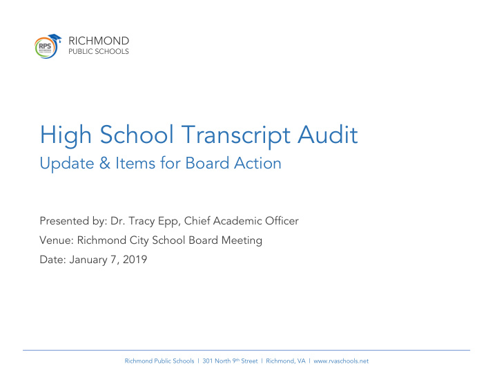 transcript audit findings recap