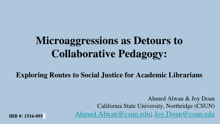 microaggressions as detours to collaborative pedagogy