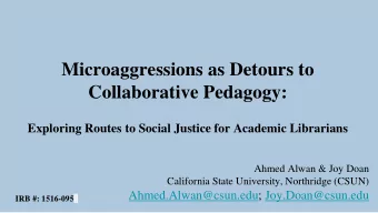 Microaggressions as Detours to  Collaborative Pedagogy:  Exploring Routes to Social Justice for