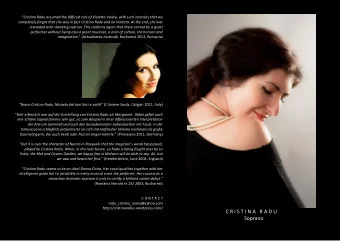 http://cristinaradus.wordpress.com/  C R I S T I N A   R A D U  Soprano CRISTINA RADU is a young