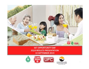 SET OPPORTUNITY DAY  2Q19 RESULTS PRESENTATION  13 SEPTEMBER 2019  1  Disclaimer  Certain forward