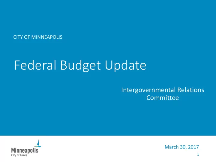 federal budget update