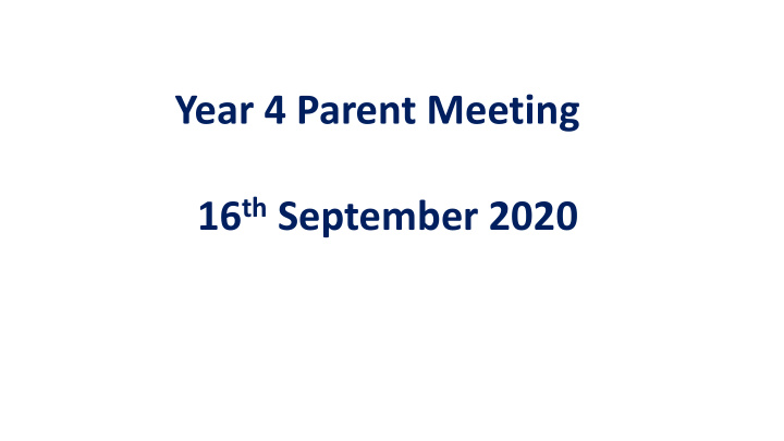 year 4 parent meeting