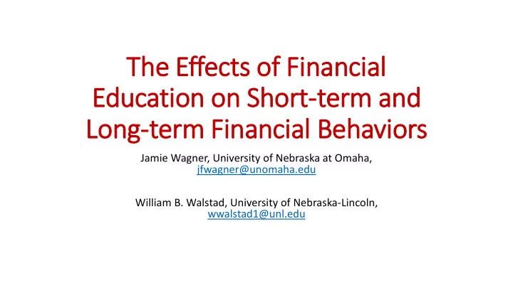 the effects of fin inancial