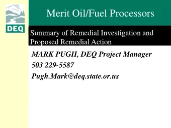 Merit Oil/Fuel Processors  Summary of Remedial Investigation and  Proposed Remedial Action  MARK