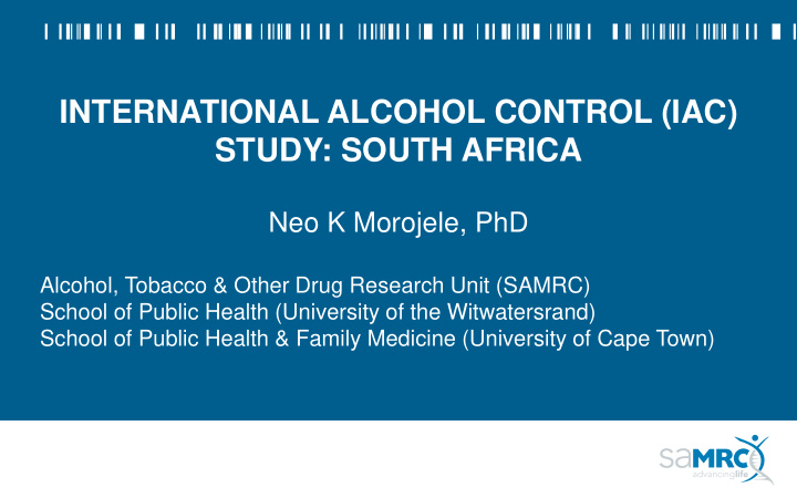 international alcohol control iac study south africa