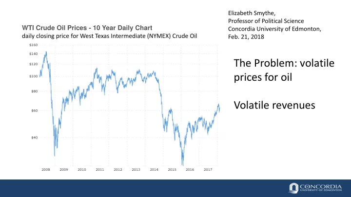 the problem volatile prices for oil volatile revenues