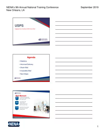USPS  Engaging Your Audience With Direct Mail  Agenda   Statistics   Informed Delivery
