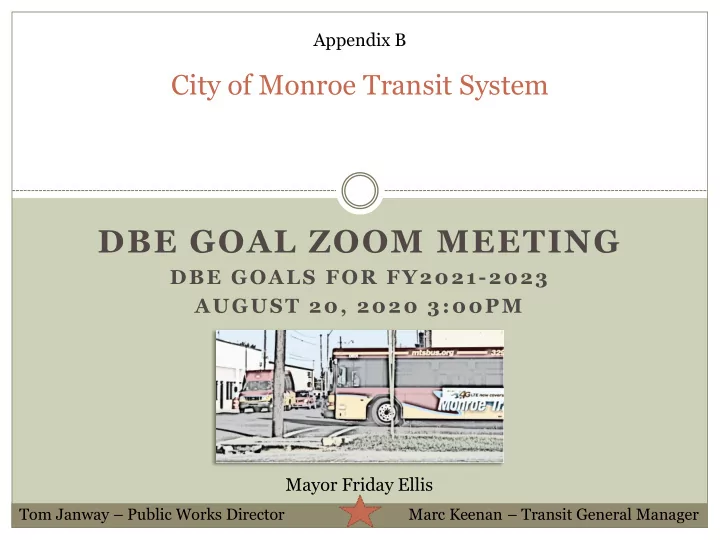 dbe goal zoom meeting