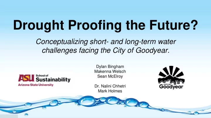 drought proofing the future