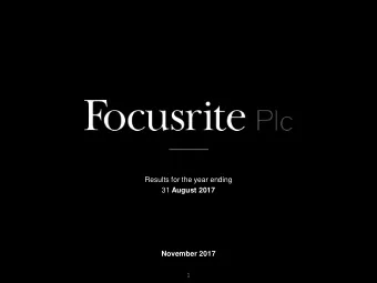 31 August 2017  November 2017  1  Disclaimer The content of this document (the Presentation)