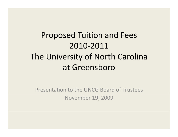 proposed tuition and fees 2010 2011 the university of