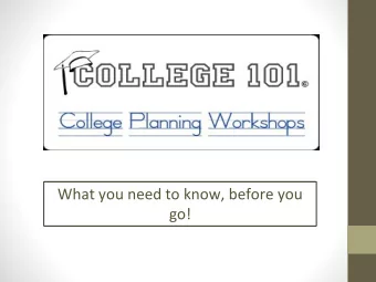 What you need to know, before you  go!  Prior to Senior Year  Know your GPA  Are you