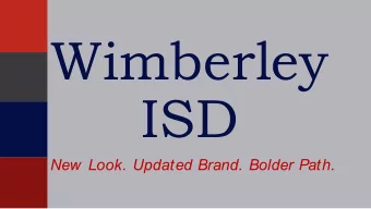 Wimberley  ISD  New Look. Updated Brand. Bolder Path.  What is a Brand?   Not simply a name, a
