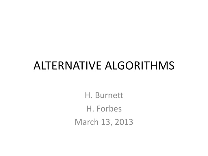 alternative algorithms