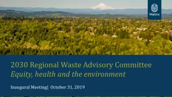 Equity, health and the environment  Inaugural Meeting|  October 31, 2019  Todays discussion