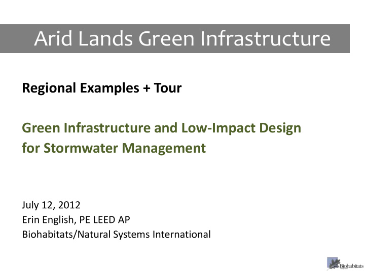 arid lands green infrastructure