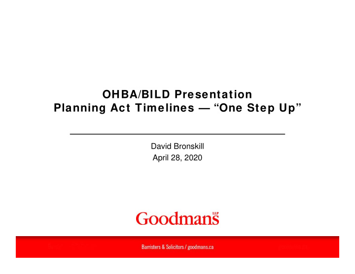ohba bild presentation planning act timelines one step up