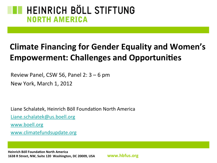 climate financing for gender equality and women s