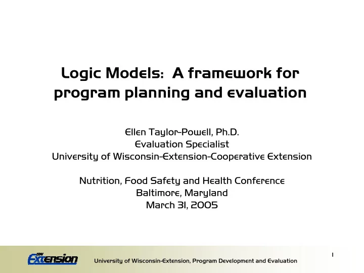 logic models a framework for program planning and