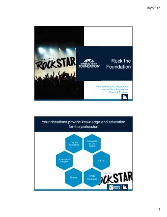 Rock the  Foundation  Mike Fucilli,  Pam Jenkins CIA, CRMA, CPA  Internal Audit Foundation  Board